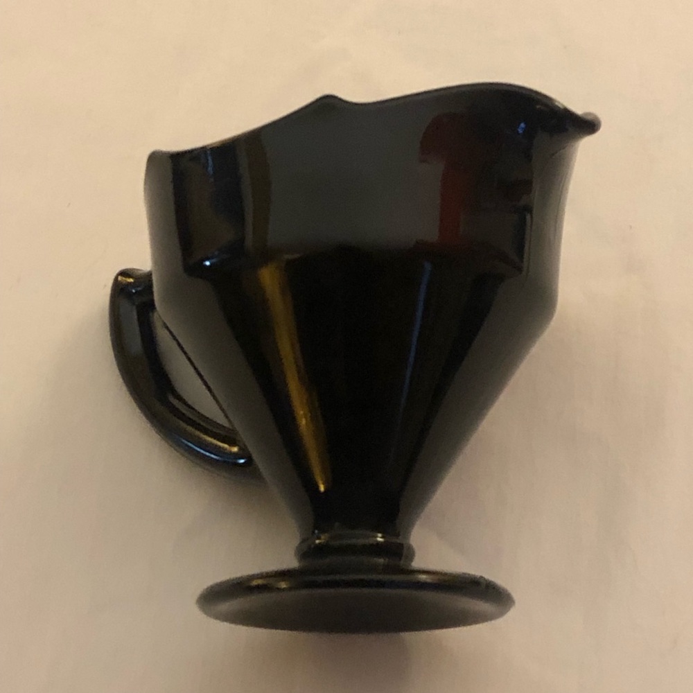 Hazel Atlas Black Amethyst Glass Mid Century Vintage Creamer Elegant